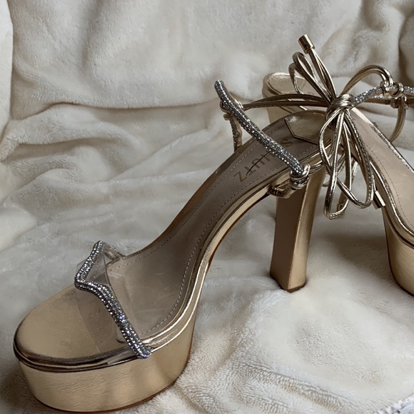 ‼️NEW $158.00 SCHUTZ Cath Crystal-Embellished Platform Sandals - Picture 6 of 12